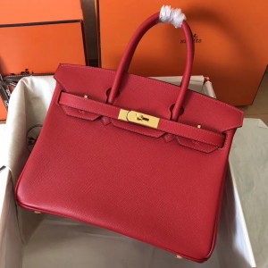 Hermes Red Birkin 30cm Epsom Handmade Bag