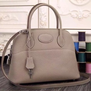 Hermes Bolide 31 cm Tote Bag In Grey Leather