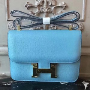 Hermes Blue Atoll Constance MM 24cm Epsom Leather Bag