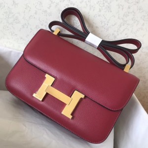 Hermes Epsom Constance 24cm Dark Red Handmade Bag