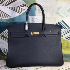 Hermes Black Epsom Birkin 40cm Handmade Bag