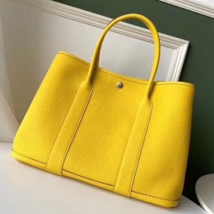 Hermes Yellow Fjord Garden Party 30cm With Printed Lining