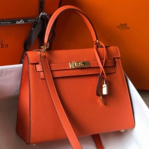 Hermes Epsom Kelly 25cm Sellier Handmade Orange Bag