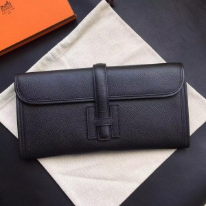 Hermes Black Epsom Jige Elan 29 Clutch Bag