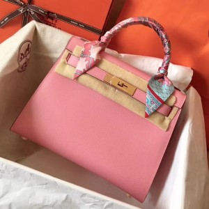 Hermes Rose Confetti Epsom Kelly 28cm Handmade Bag