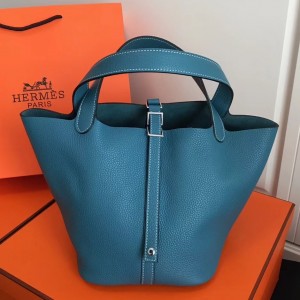 Hermes Blue Jean Picotin Lock MM 22cm Bag