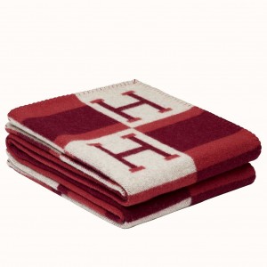 Hermes Red Avalon Bayadere Throw Blanket