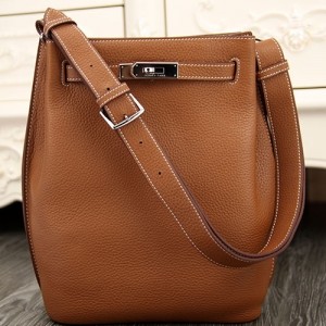 Hermes Brown So Kelly 22cm Clemence Leather Bag