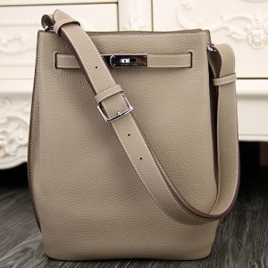 Hermes Grey So Kelly 22cm Clemence Leather Bag