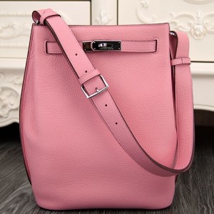 Hermes Pink So Kelly 22cm Clemence Leather Bag