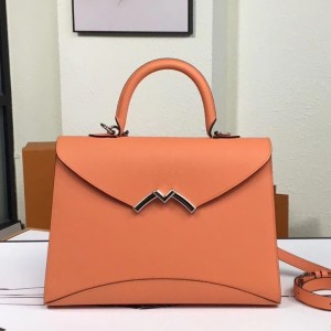 Moynat Gabrielle 31cm Bag In Orange Epsom Leather