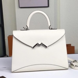 Moynat Gabrielle 31cm Bag In White Epsom Leather