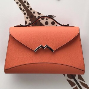 Moynat Gabrielle Clutch Bag In Orange Epsom Leather