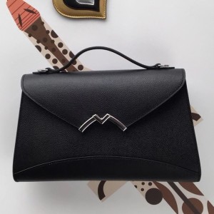 Moynat Gabrielle Clutch Bag In Black Epsom Leather