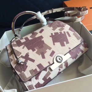 Moynat Petite Rejane 26cm Bag In Croco Camouflage