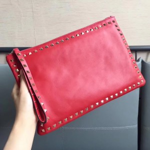 Valentino Garavani Red Rockstud Clutch Bag