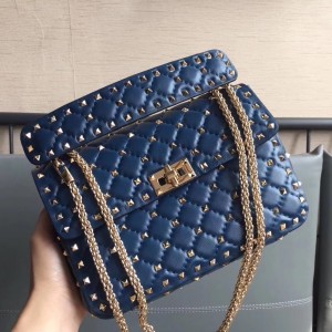 Valentino Medium Rockstud Spike Chain Sapphire Bag