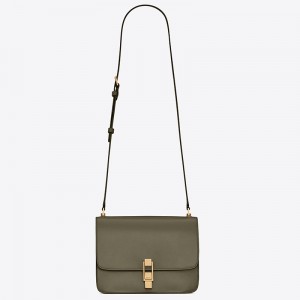 Saint Laurent Carre Satchel Bag In Olive Leather