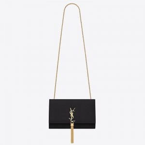 Saint Laurent Medium Kate Bag With Tassel In Black Smooth Leather