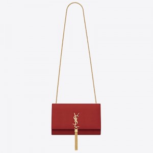 Saint Laurent Medium Kate Bag With Tassel In Red Smooth Leather