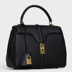 Celine Small 16 Bag In Black Grained Calfskin