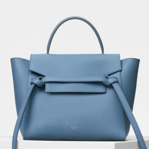 Celine Micro Belt Bag In Medium Blue Grained Calfskin