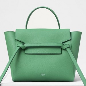 Celine Micro Belt Bag In Pop Green Grained Calfskin