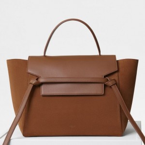 Celine Mini Belt Bag In Brown Suede Calfskin