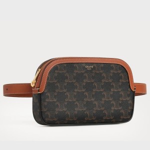 Celine Small Belt Bag In Triomphe Canvas 
