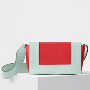 Celine Medium Frame Bag In Jade And Red Leather
