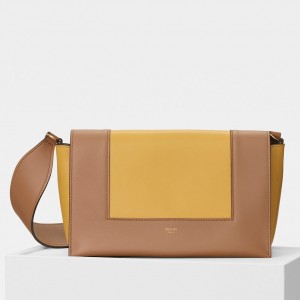 Celine Medium Frame Bag In Tan And Sunflower Leather