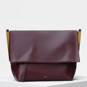 Celine Burgundy Flap Clasp Shoulder Bag