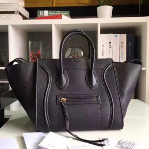 Celine Phantom Luggage Bag In Noir Grained Leather