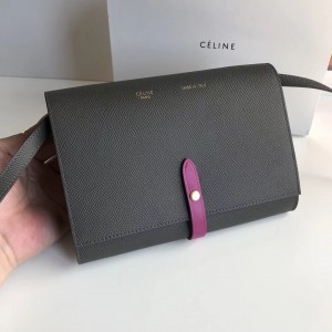Celine Strap Clutch Bag In Plomb Epsom Leather
