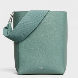Celine Small Sangle Bucket Bag In Celadon Grained Leather