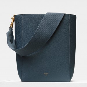 Celine Small Sangle Seau Bucket Bag In Slate Grained Leather