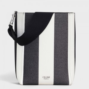 Celine Small Sangle Bucket Bag In Large Striped Textile 