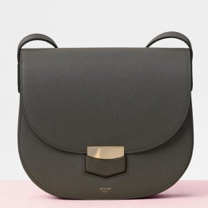 Celine Compact Trotteur Bag In Stone Grained Calfskin