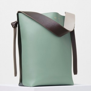 Celine Small Twisted Cabas Bag In Jade/Forest Calfskin