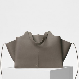 Celine Medium Tri-Fold Bag In Souris Grained Leather