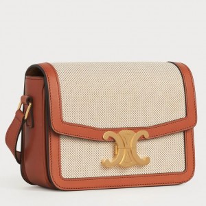 Celine Teen Triomphe Bag In Textile And Calfskin 
