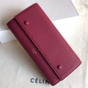 Celine Large Flap Multifunction Wallet In Fuchsia Grained Leather