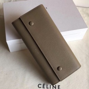Celine Large Flap Multifunction Wallet In Taupe Liege Calfskin