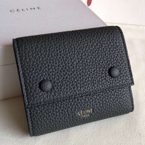 Celine Small Folded Multifunction Wallet In Anthracite Leather