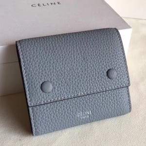 Celine Small Folded Multifunction Wallet In Pale Blue Leather