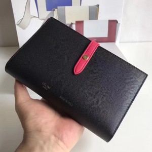 Celine Noir/Red Large Strap Multifunction Wallet