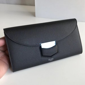 Celine Noir Trotteur Large Flap Multifunction Wallet