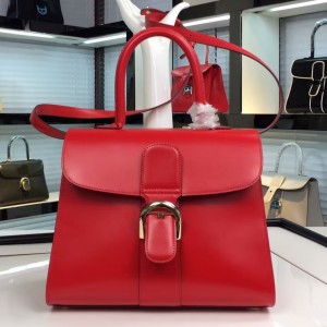 Delvaux Brillant MM Bag In Red Box Calfskin
