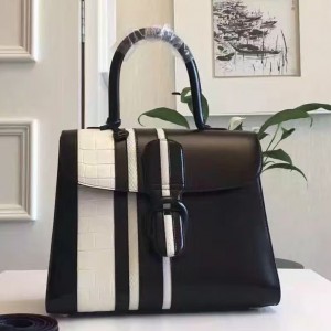 Delvaux Black Brillant MM Sporty Stripes Exotic Bag