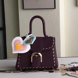 Delvaux Prune Brillant Mini Metal Stitch Bag